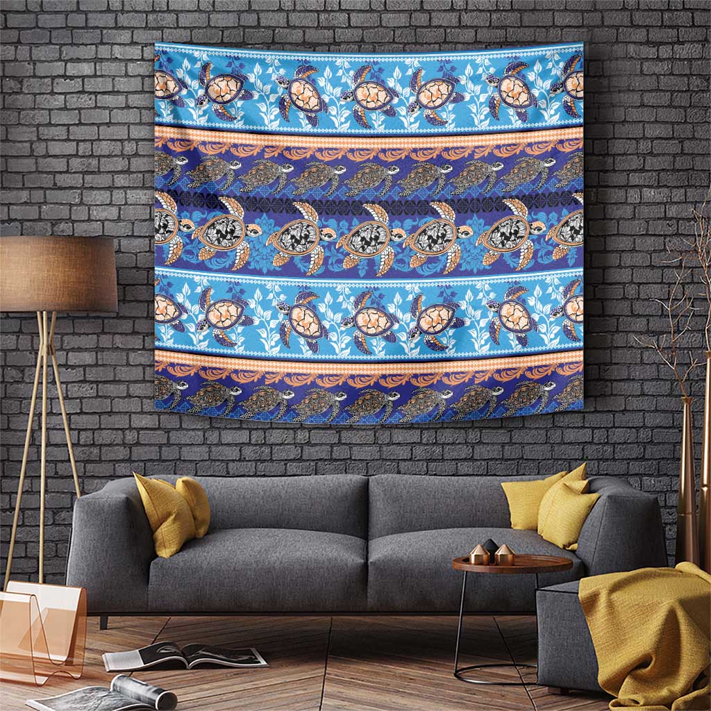 Hawaii Turtles Pattern Special Blue Tapestry LT01 Blue - Polynesian Pride