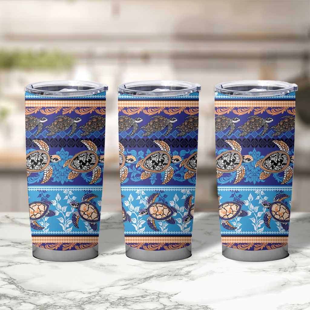 Hawaii Turtles Pattern Special Blue Tumbler Cup - Polynesian Pride