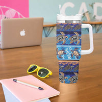 Hawaii Turtles Pattern Special Blue Tumbler With Handle - Polynesian Pride