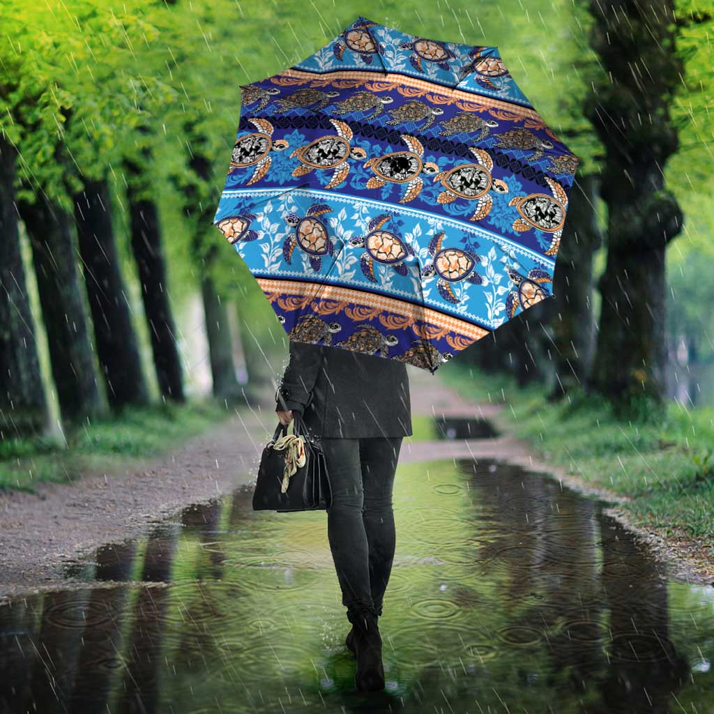 Hawaii Turtles Pattern Special Blue Umbrella - Polynesian Pride