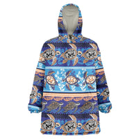 Hawaii Turtles Pattern Special Blue Wearable Blanket Hoodie - Polynesian Pride