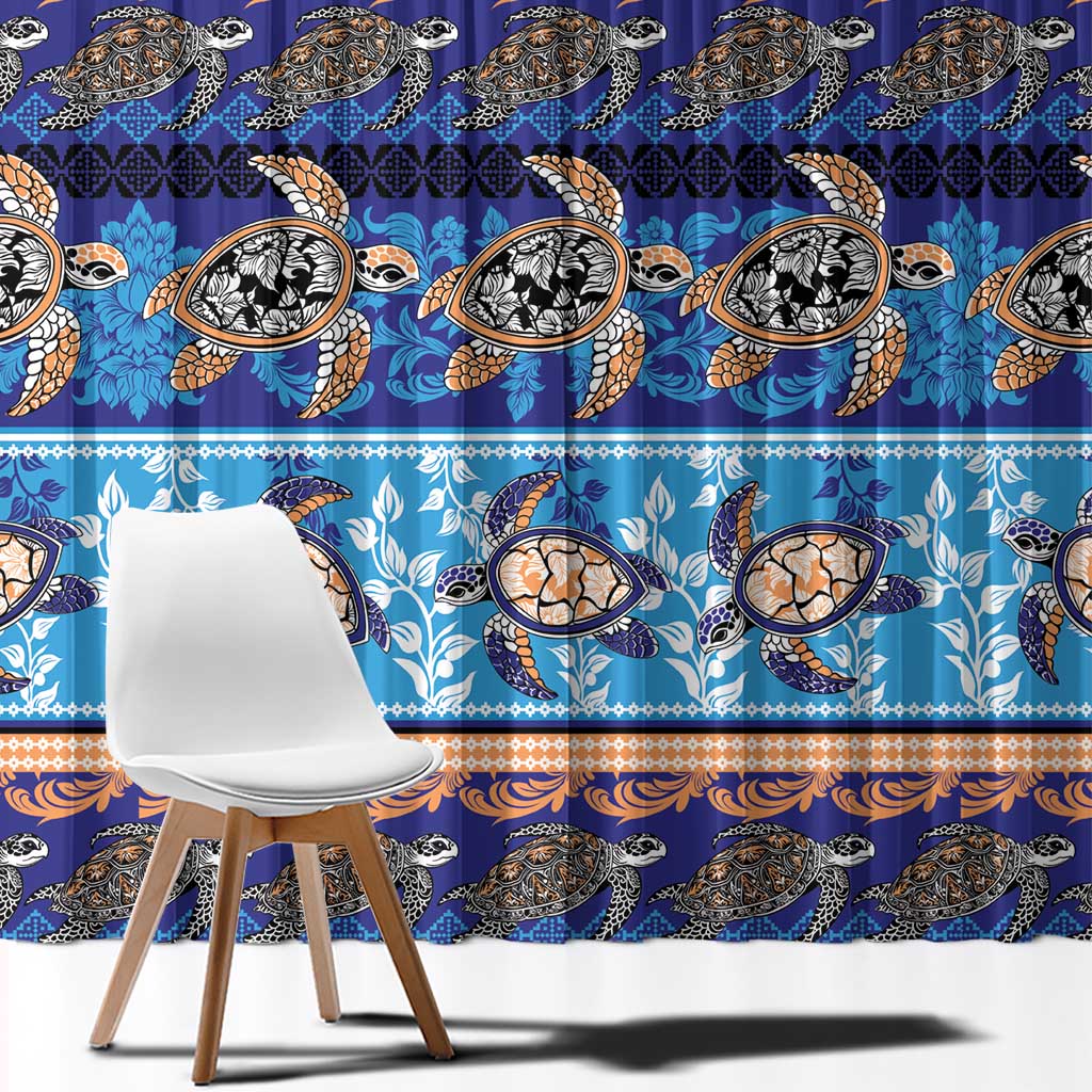 Hawaii Turtles Pattern Special Blue Window Curtain LT01 - Polynesian Pride