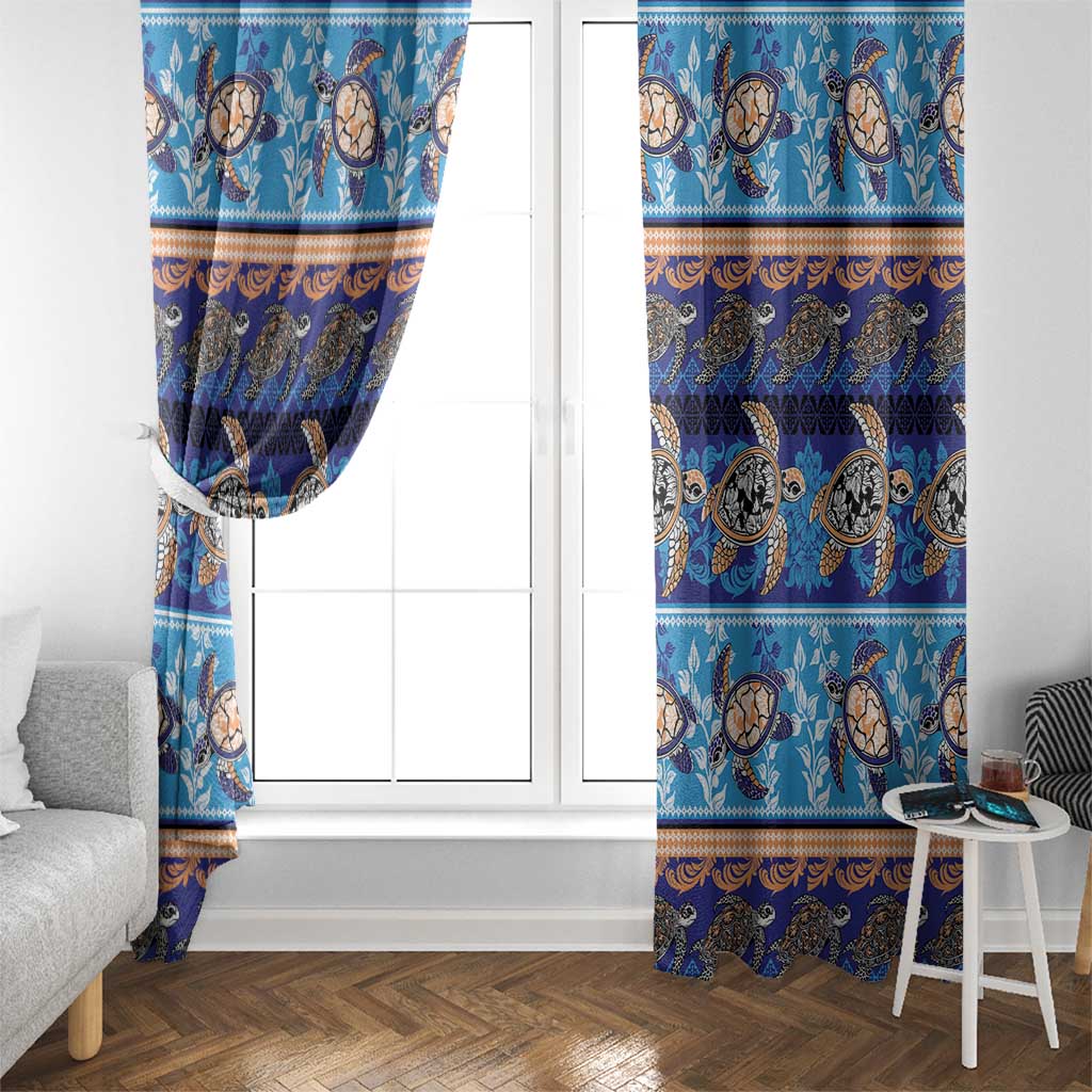 Hawaii Turtles Pattern Special Blue Window Curtain LT01 - Polynesian Pride