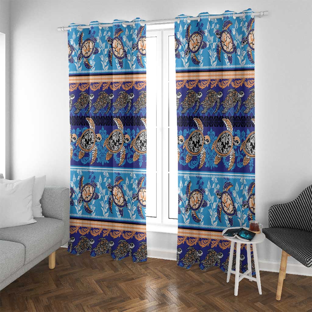 Hawaii Turtles Pattern Special Blue Window Curtain LT01 With Grommets Blue - Polynesian Pride