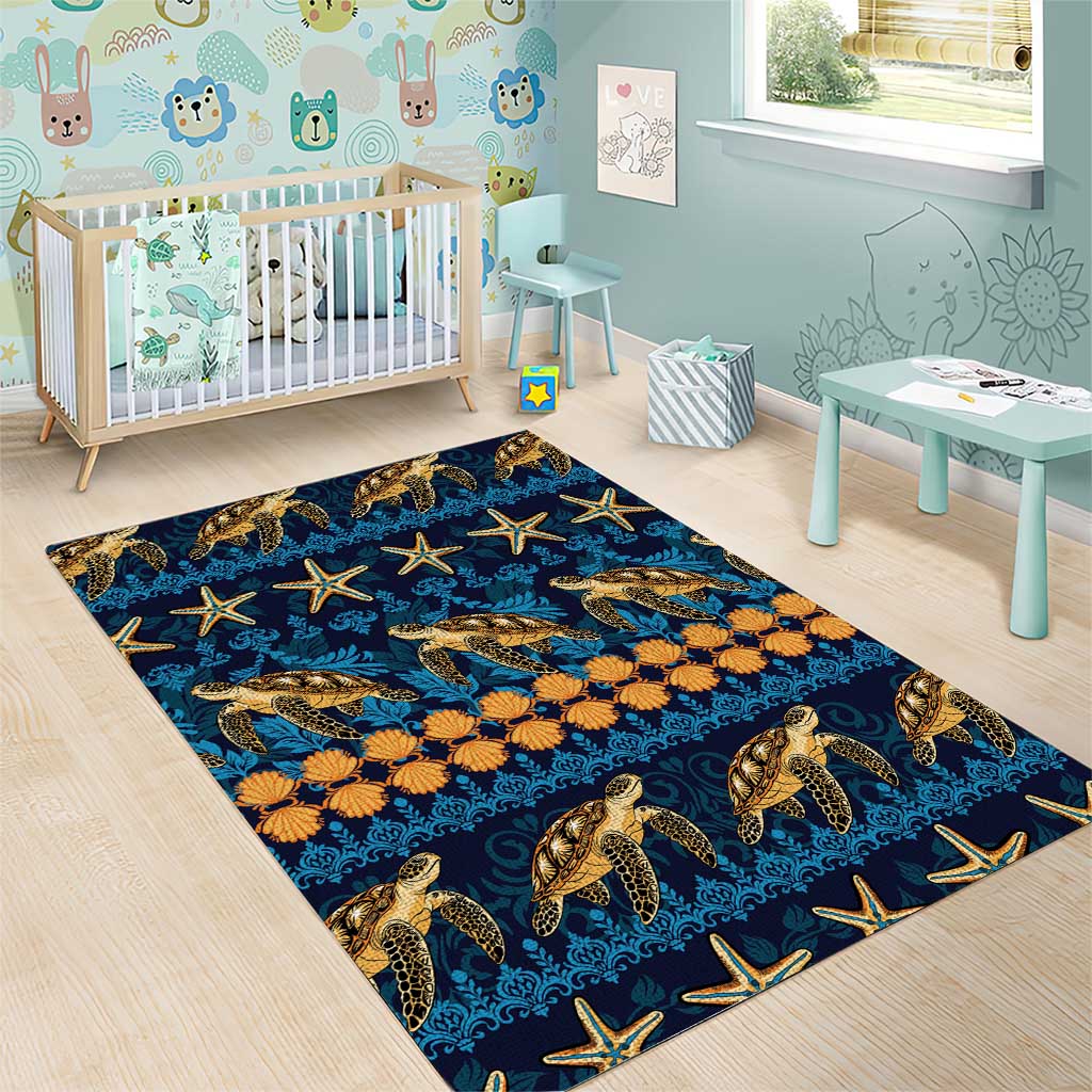 Hawaii Turtles Starfish Unique Pattern Area Rug - Polynesian Pride