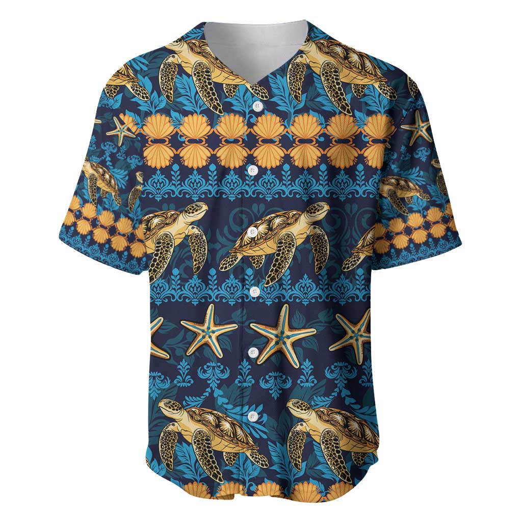 Hawaii Turtles Starfish Unique Pattern Baseball Jersey - Polynesian Pride