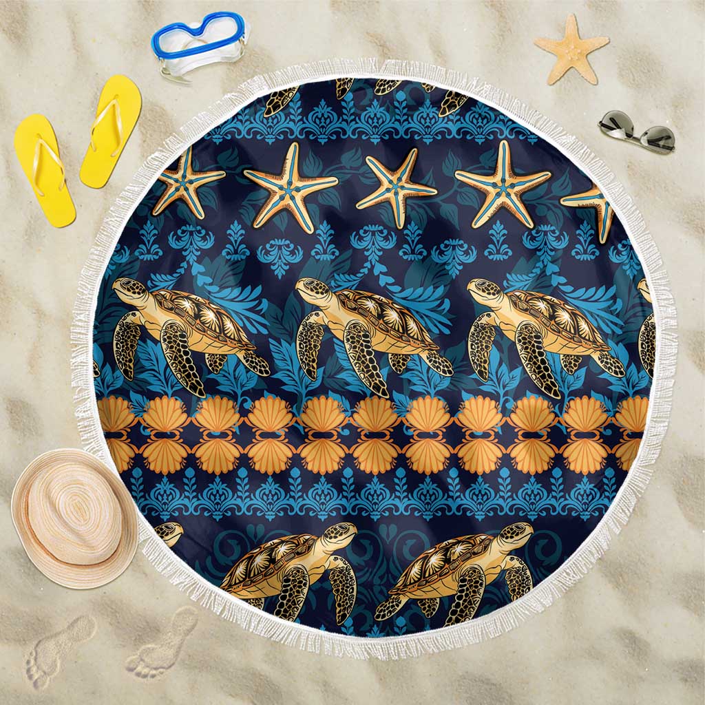 Hawaii Turtles Starfish Unique Pattern Beach Blanket - Polynesian Pride