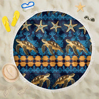 Hawaii Turtles Starfish Unique Pattern Beach Blanket - Polynesian Pride