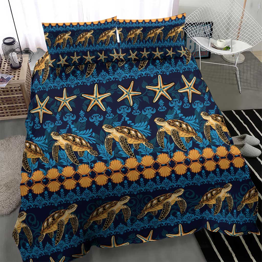 Hawaii Turtles Starfish Unique Pattern Bedding Set - Polynesian Pride