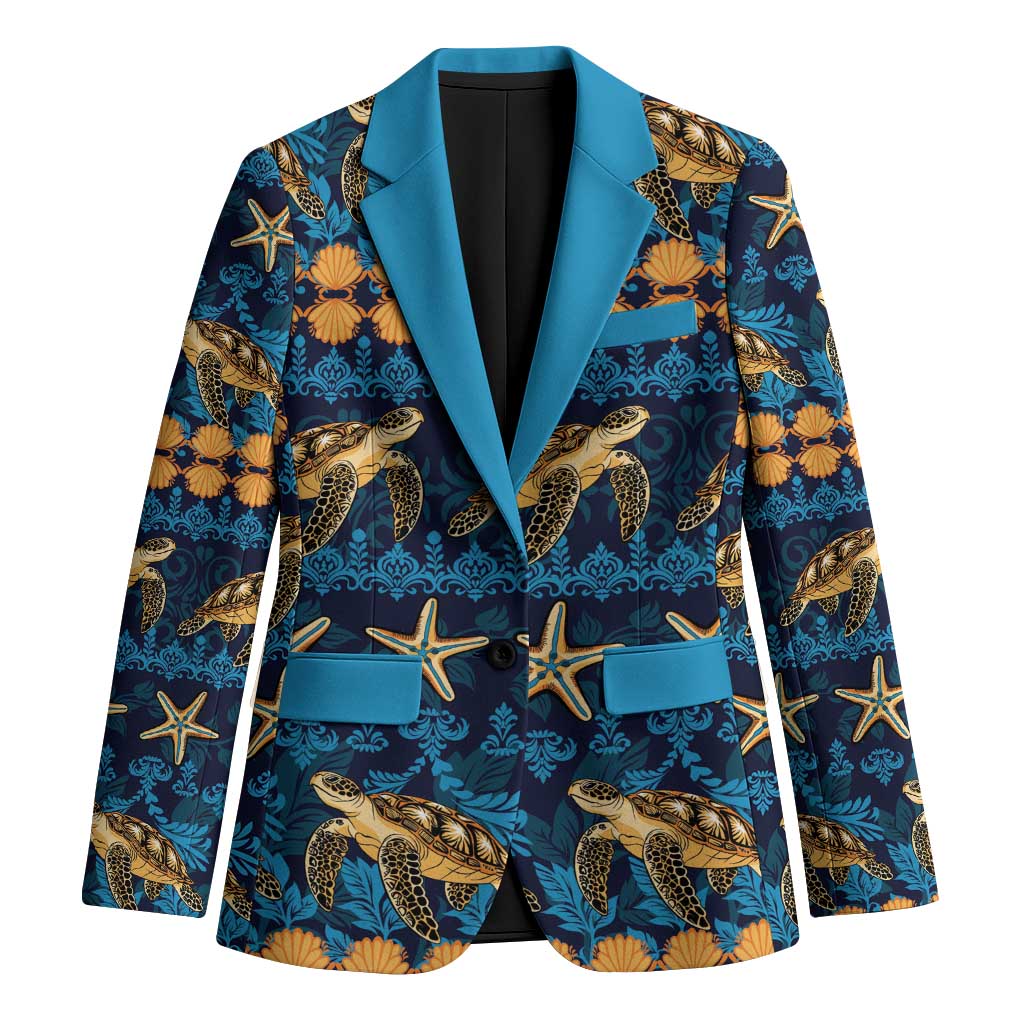 Hawaii Turtles Starfish Unique Pattern Blazer LT01 Unisex Blue - Polynesian Pride