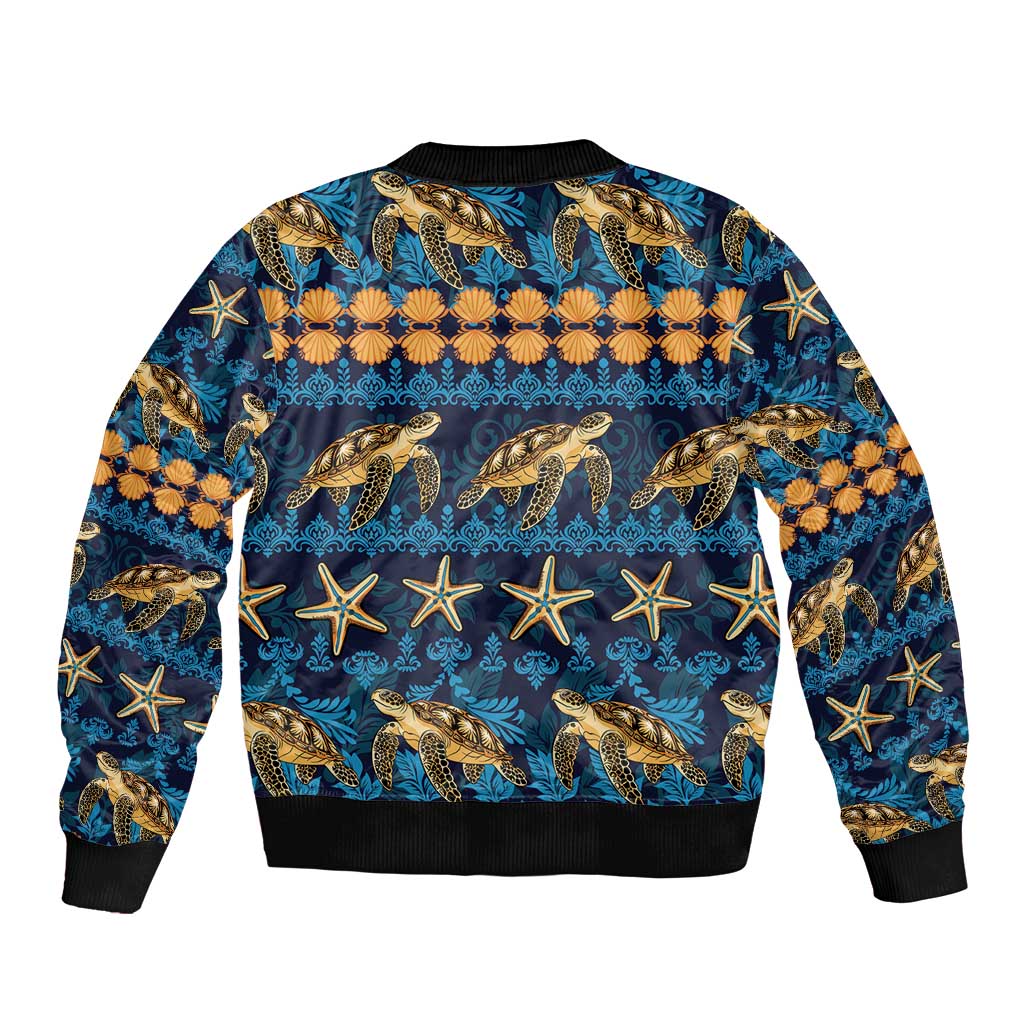 Hawaii Turtles Starfish Unique Pattern Bomber Jacket LT01 - Polynesian Pride