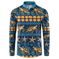 Hawaii Turtles Starfish Unique Pattern Button Sweatshirt - Polynesian Pride