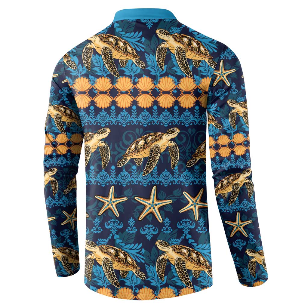 Hawaii Turtles Starfish Unique Pattern Button Sweatshirt - Polynesian Pride
