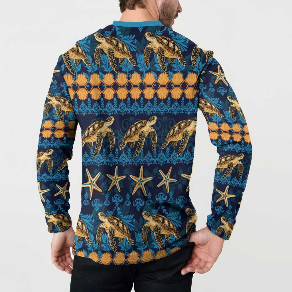 Hawaii Turtles Starfish Unique Pattern Button Sweatshirt - Polynesian Pride