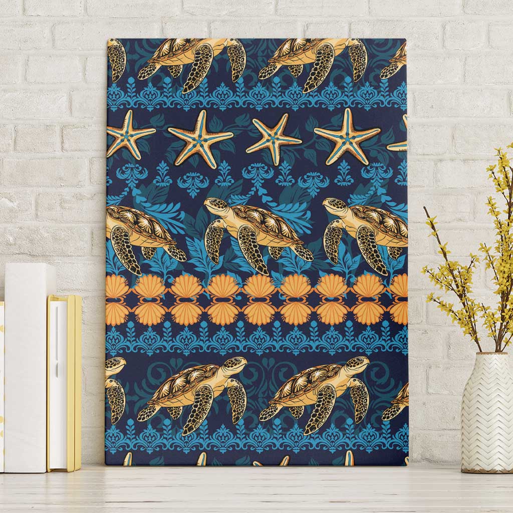 Hawaii Turtles Starfish Unique Pattern Canvas Wall Art - Polynesian Pride