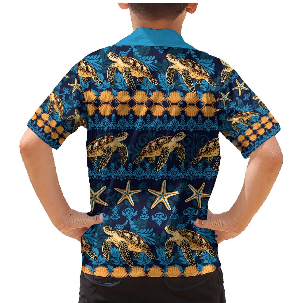 Hawaii Turtles Starfish Unique Pattern Family Matching Mermaid Dress and Hawaiian Shirt - Polynesian Pride