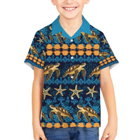 Hawaii Turtles Starfish Unique Pattern Family Matching Puletasi and Hawaiian Shirt - Polynesian Pride