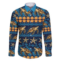Hawaii Turtles Starfish Unique Pattern Family Matching Short Sleeve Bodycon Dress and Hawaiian Shirt - Polynesian Pride