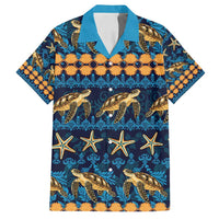 Hawaii Turtles Starfish Unique Pattern Family Matching Summer Maxi Dress and Hawaiian Shirt - Polynesian Pride