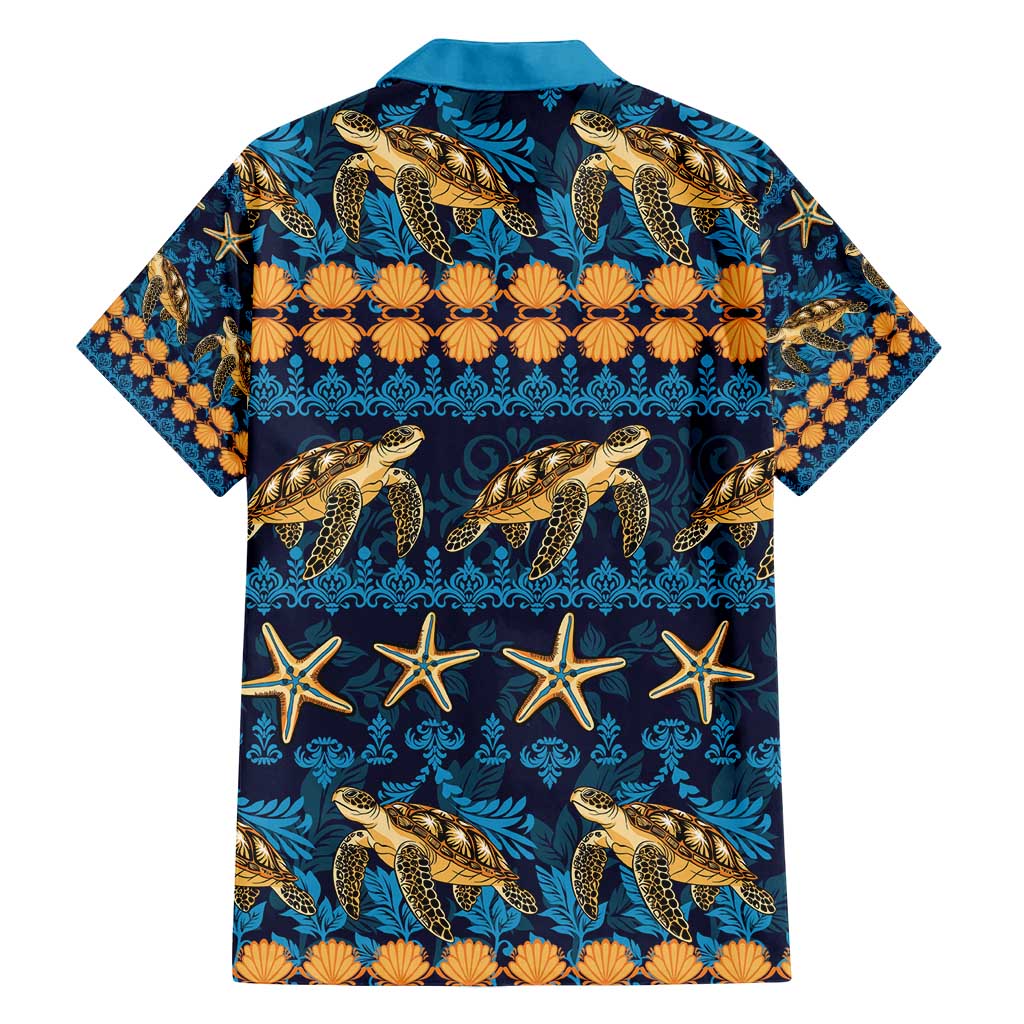 Hawaii Turtles Starfish Unique Pattern Family Matching Summer Maxi Dress and Hawaiian Shirt - Polynesian Pride