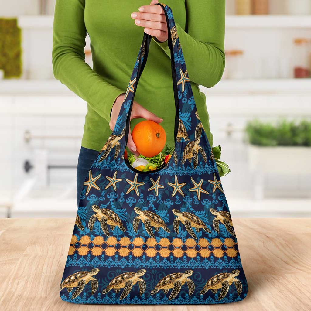 Hawaii Turtles Starfish Unique Pattern Grocery Bag LT01 - Polynesian Pride