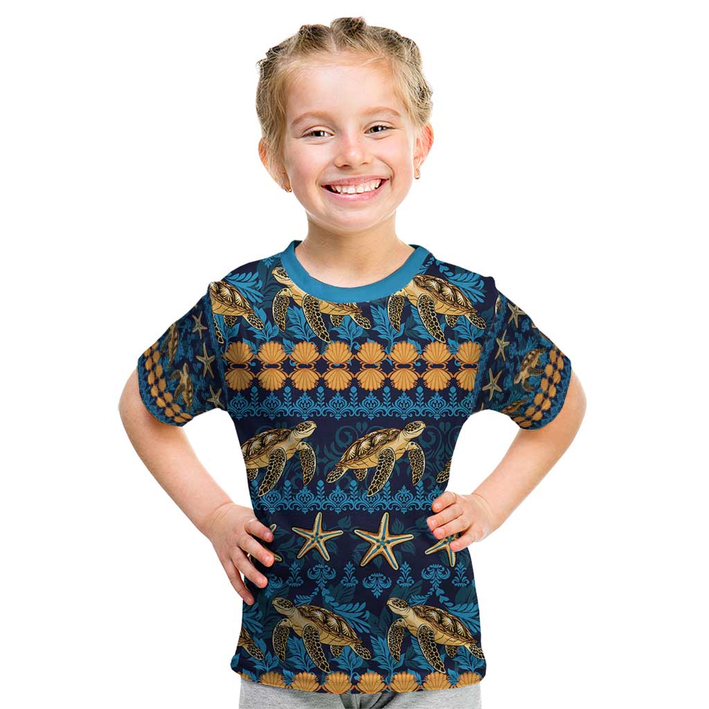 Hawaii Turtles Starfish Unique Pattern Kid T Shirt - Polynesian Pride