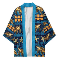 Hawaii Turtles Starfish Unique Pattern Kimono LT01 Unisex Blue - Polynesian Pride