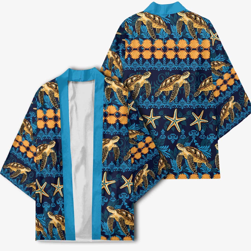 Hawaii Turtles Starfish Unique Pattern Kimono LT01 - Polynesian Pride