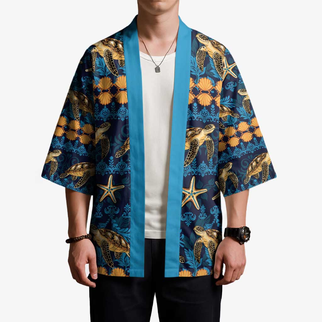 Hawaii Turtles Starfish Unique Pattern Kimono LT01 - Polynesian Pride