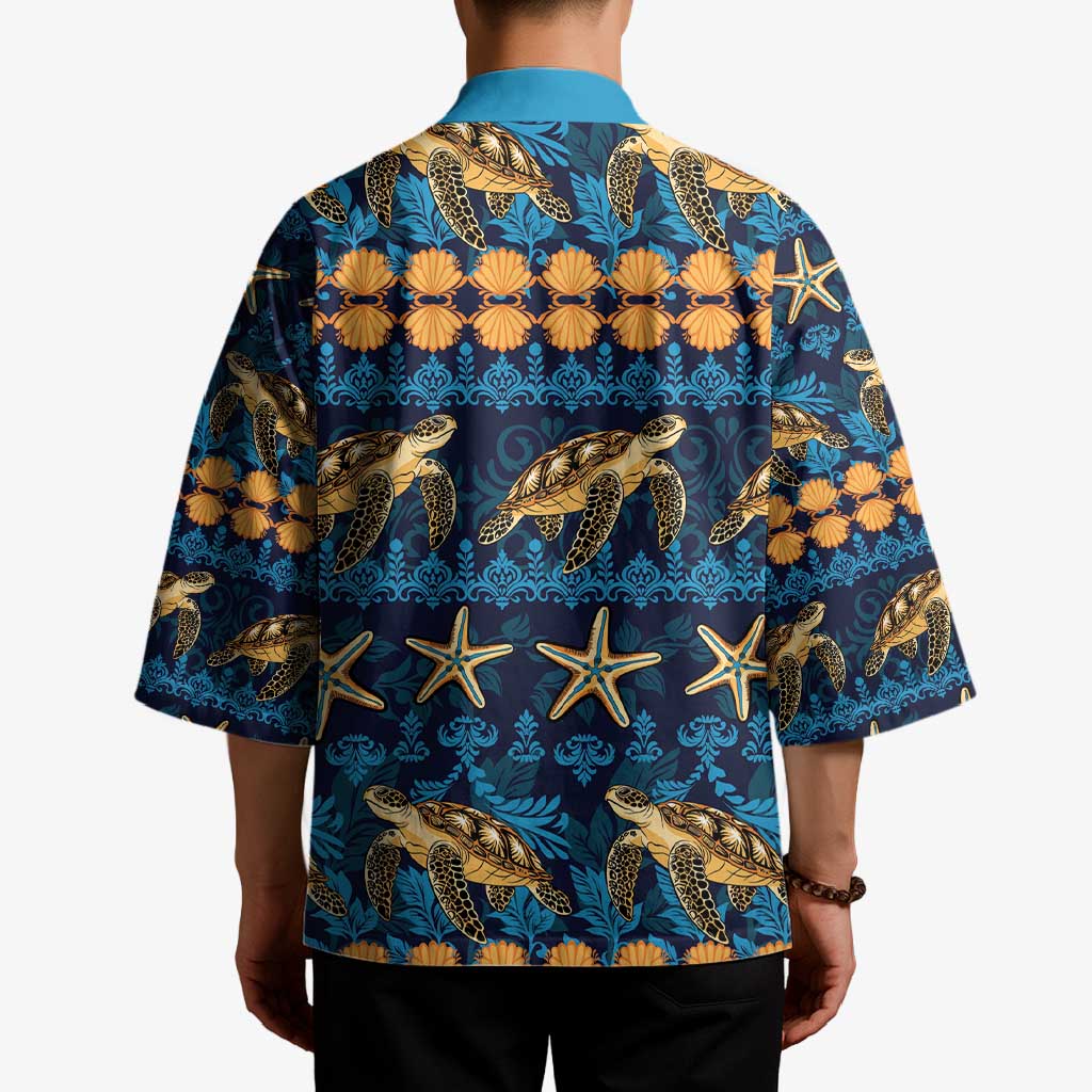 Hawaii Turtles Starfish Unique Pattern Kimono LT01 - Polynesian Pride