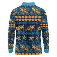 Hawaii Turtles Starfish Unique Pattern Long Sleeve Polo Shirt LT01 - Polynesian Pride