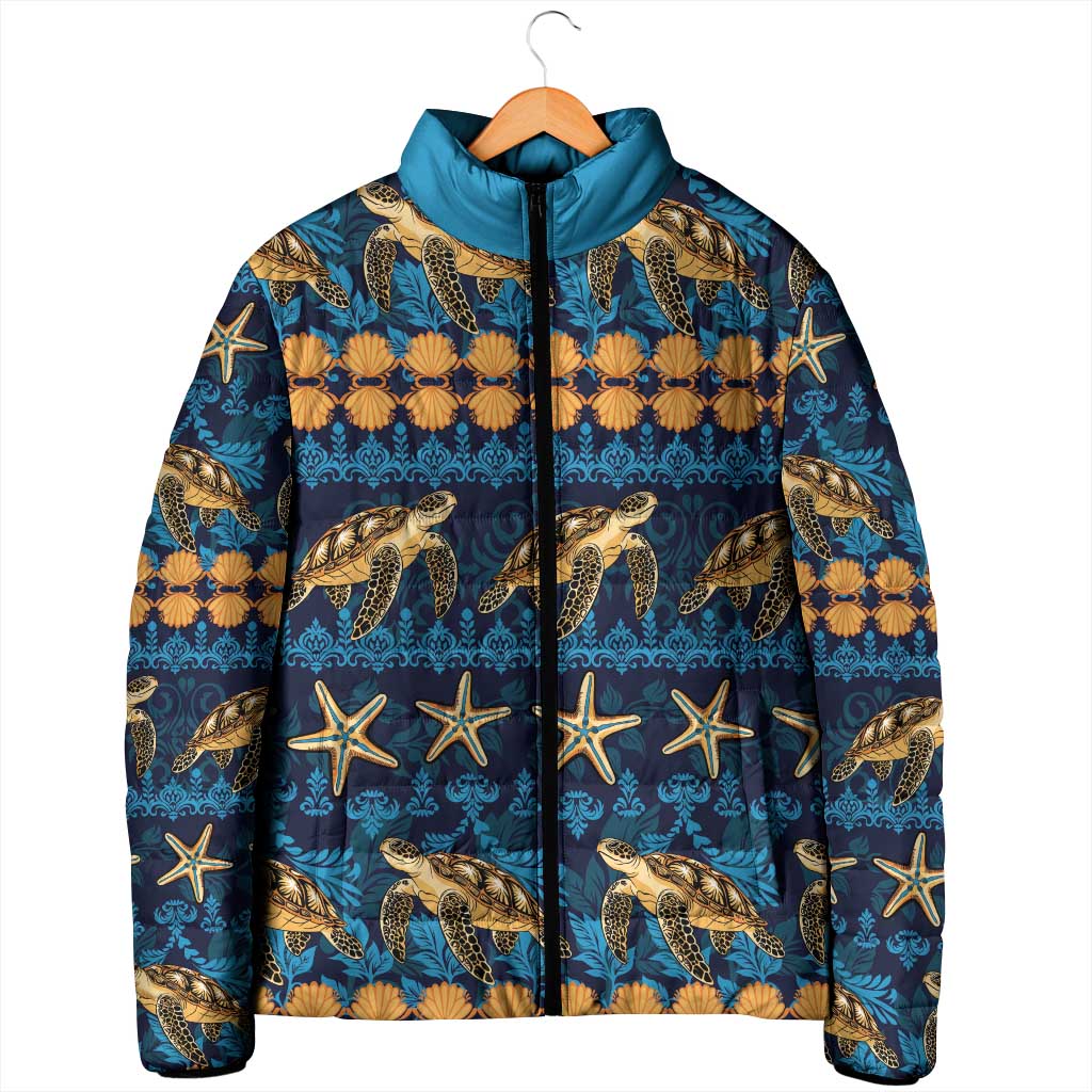 Hawaii Turtles Starfish Unique Pattern Padded Jacket - Polynesian Pride