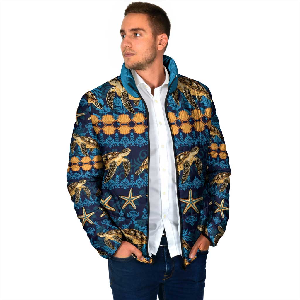 Hawaii Turtles Starfish Unique Pattern Padded Jacket - Polynesian Pride