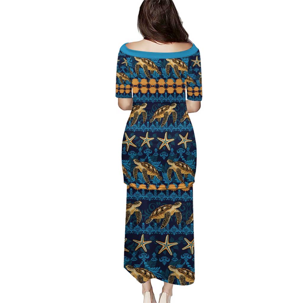 Hawaii Turtles Starfish Unique Pattern Puletasi - Polynesian Pride