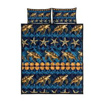 Hawaii Turtles Starfish Unique Pattern Quilt Bed Set - Polynesian Pride