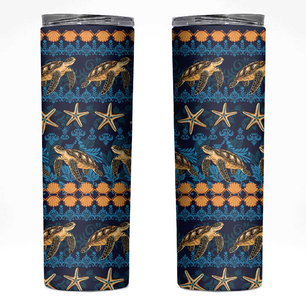 Hawaii Turtles Starfish Unique Pattern Skinny Tumbler - Polynesian Pride