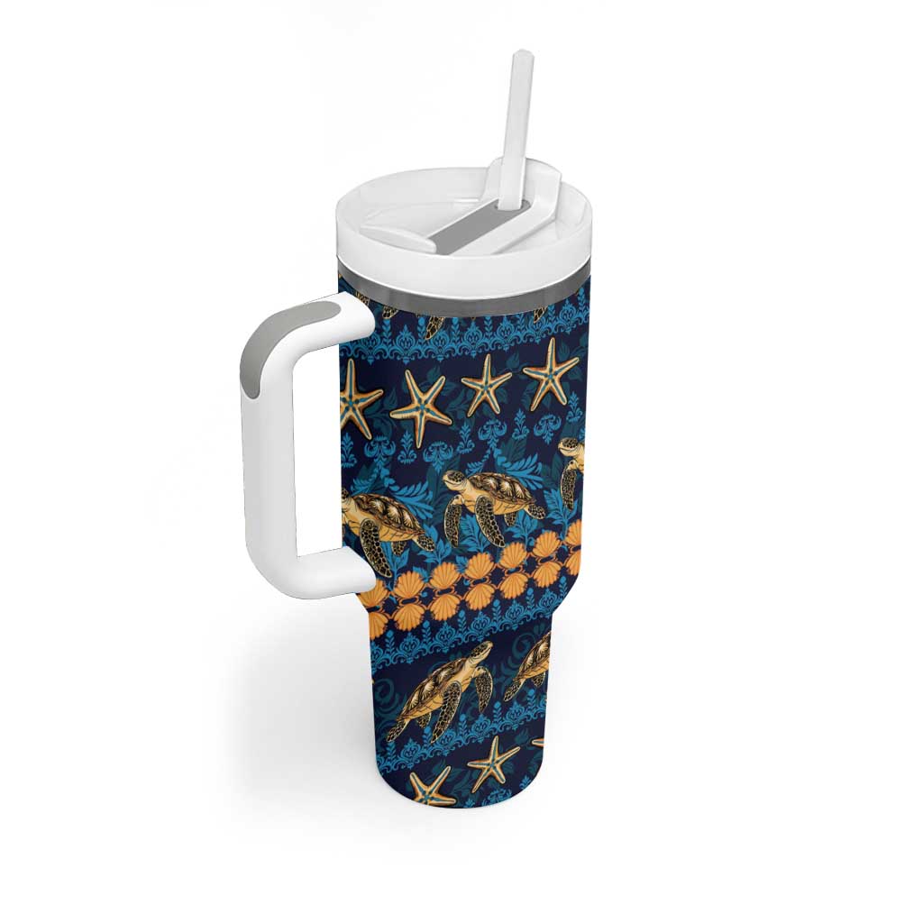 Hawaii Turtles Starfish Unique Pattern Tumbler With Handle - Polynesian Pride