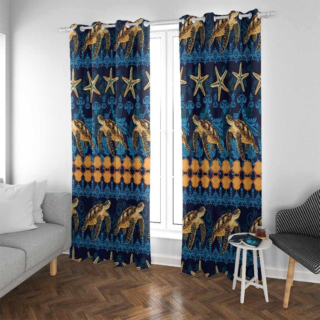 Hawaii Turtles Starfish Unique Pattern Window Curtain LT01 With Grommets Blue - Polynesian Pride