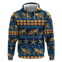 Hawaii Turtles Starfish Unique Pattern Zip Hoodie - Polynesian Pride