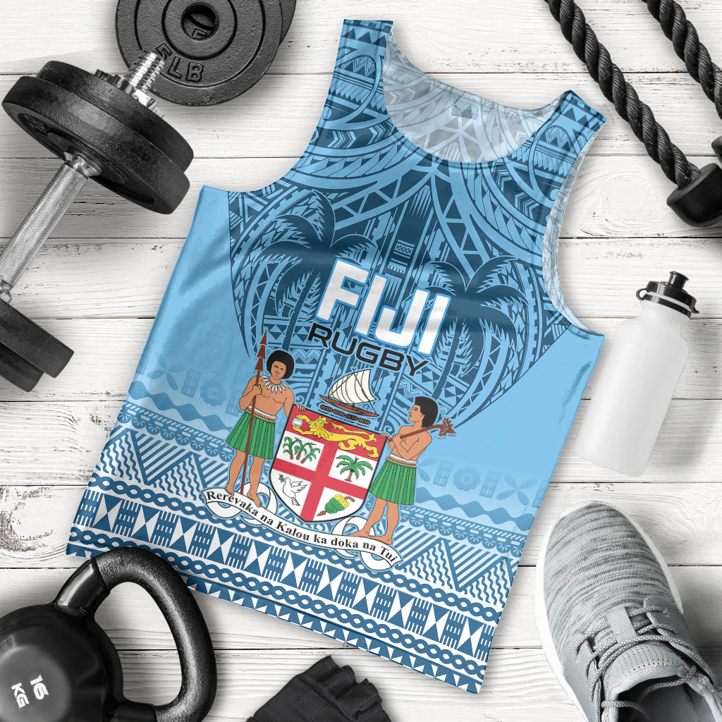 Fiji Rugby Men Tank Top Fijian Go 2023 World Cup LT01 Blue - Polynesian Pride