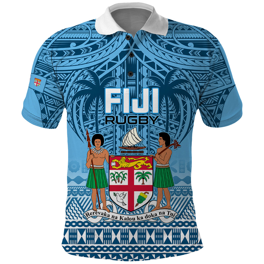 Fiji Rugby Polo Shirt Fijian Go 2023 World Cup LT01 Blue - Polynesian Pride