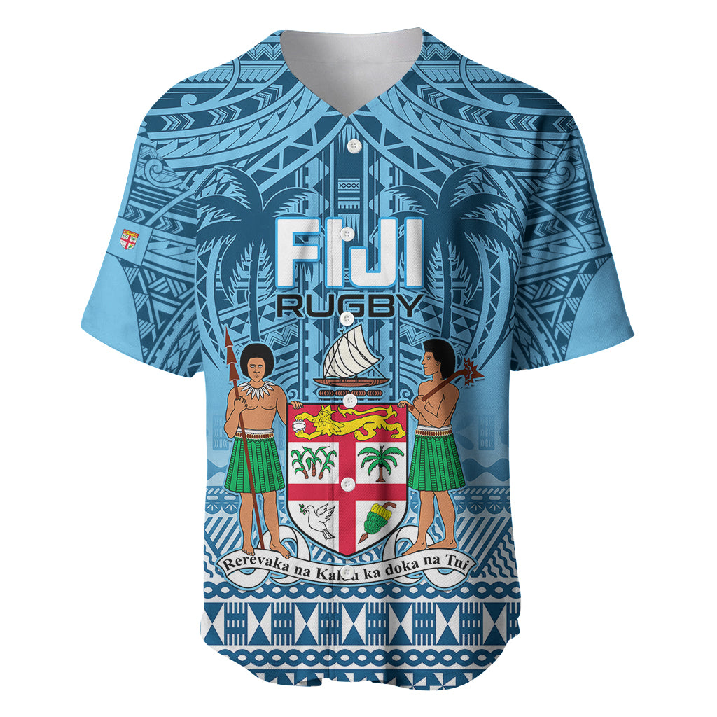 Custom Fiji Rugby Baseball Jersey Fijian Go 2023 World Cup LT01 Blue - Polynesian Pride