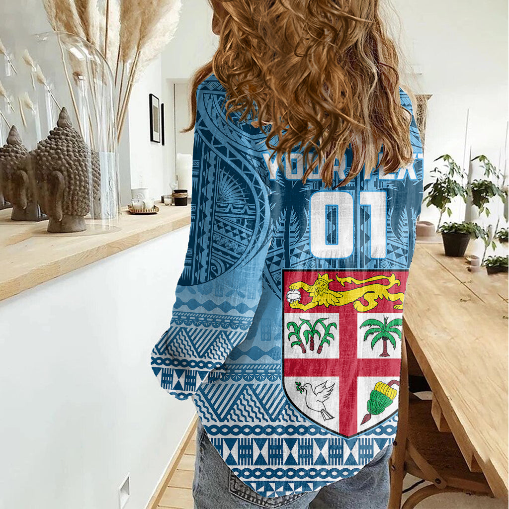 Custom Fiji Rugby Women Casual Shirt Fijian Go 2023 World Cup LT01 - Polynesian Pride