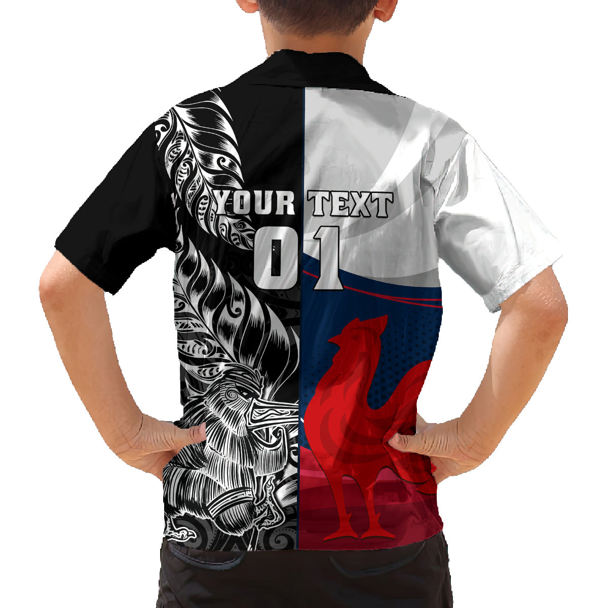 Custom New Zealand And France Rugby Family Matching Tank Maxi Dress and Hawaiian Shirt XV de France Kiwi Silver Fern 2023 World Cup LT01 - Polynesian Pride