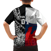 Custom New Zealand And France Rugby Family Matching Tank Maxi Dress and Hawaiian Shirt XV de France Kiwi Silver Fern 2023 World Cup LT01 - Polynesian Pride