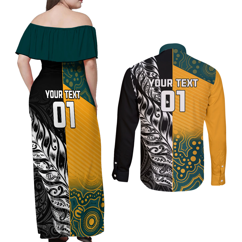 custom-new-zealand-and-ausrtralia-rugby-couples-matching-off-shoulder-maxi-dress-and-long-sleeve-button-shirts-wallabies-kiwi-silver-fern-2023-world-cup