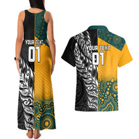 Custom New Zealand And Australia Rugby Couples Matching Tank Maxi Dress and Hawaiian Shirt Wallabies Kiwi Silver Fern 2023 World Cup LT01 - Polynesian Pride