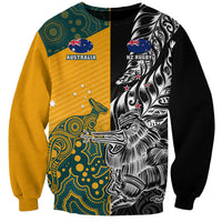 Custom New Zealand And Australia Rugby Sweatshirt Wallabies Kiwi Silver Fern 2023 World Cup LT01 Unisex Black - Polynesian Pride