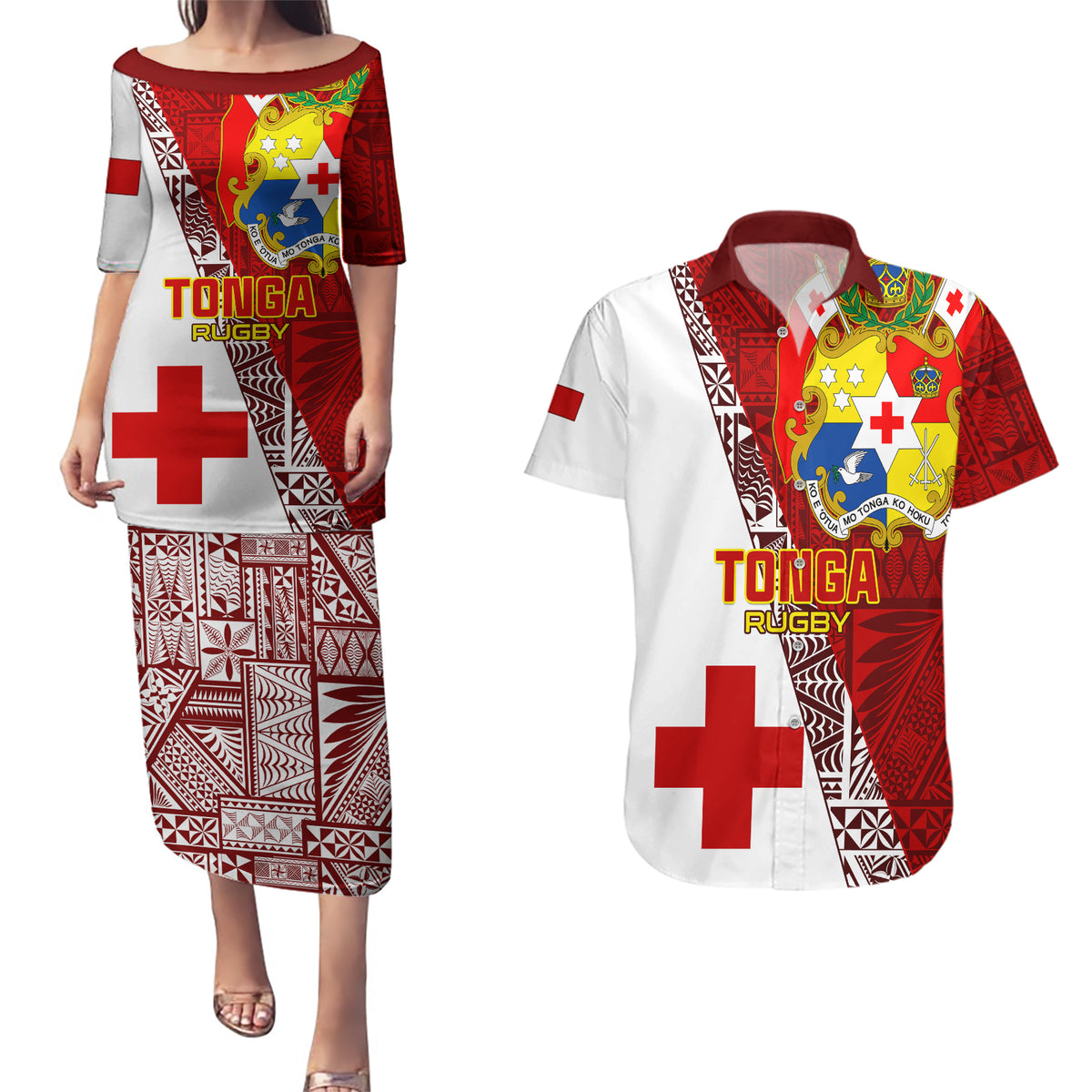 tonga-rugby-couples-matching-puletasi-dress-and-hawaiian-shirt-tongan-go-2023-world-cup