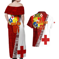 Custom Tonga Rugby Couples Matching Off Shoulder Maxi Dress and Hawaiian Shirt Tongan Go 2023 World Cup LT01 - Polynesian Pride